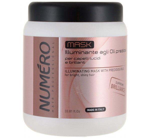 Brelil Numero Illuminating Mask with Precious Oils for bright, shiny hair Mаска за блясък със скъпоценно масло с арганово масло и макадамия 1000ml